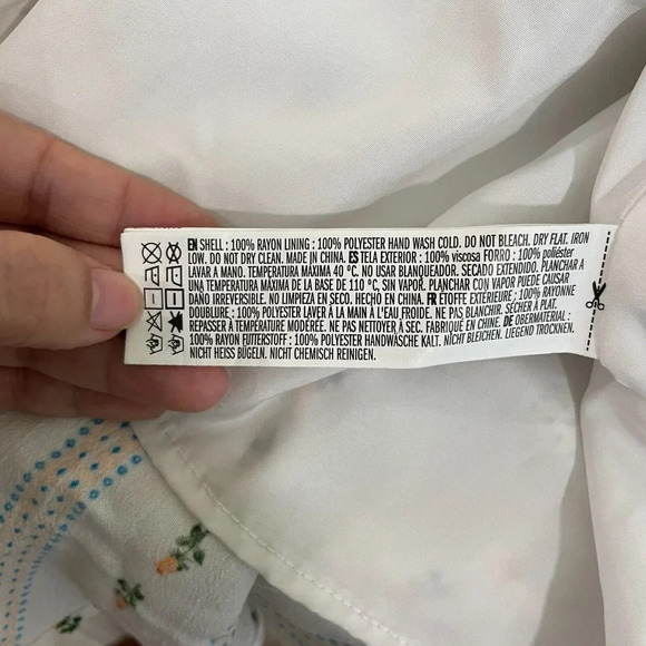 Forever 21 Mini Dress Women's Size 0X White Floral 100%Rayon Short Sleeve V Neck - Picture 11 of 12